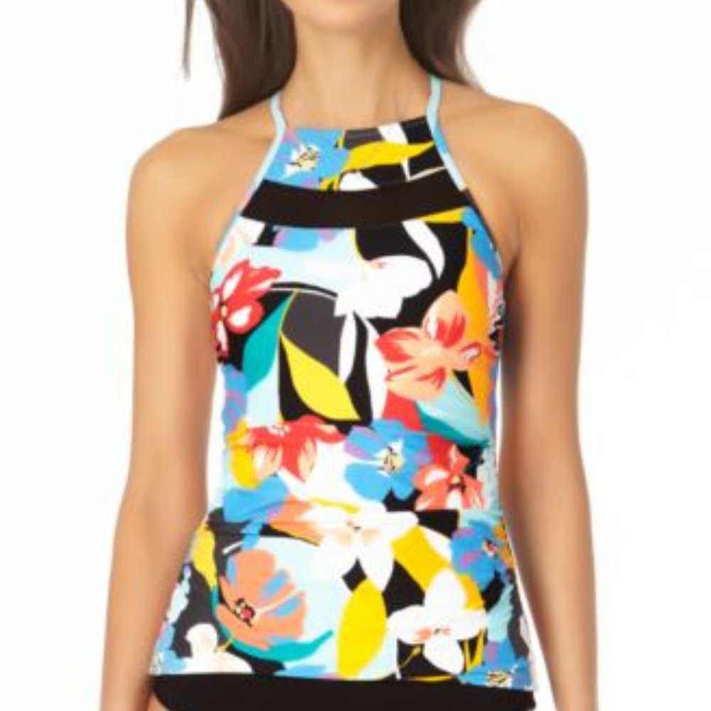 NWT Anne Cole Women’s Mesh-Inset Tankini Top SIZE MEDIUM NEW WITH TAGS